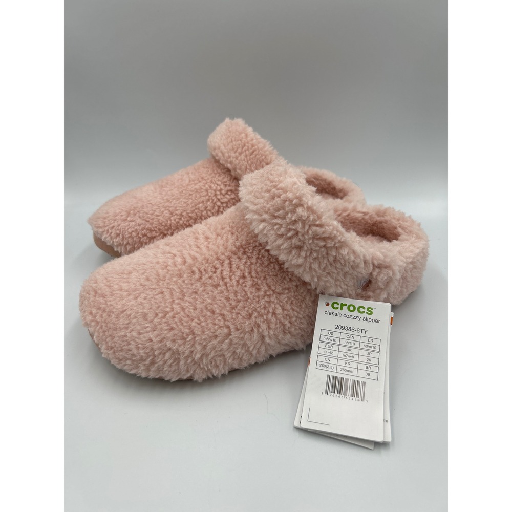Crocs Classic Cozzzy Slipper Pink Quartz Faux Fur Sherpa Women 10 209386-6TY NEW